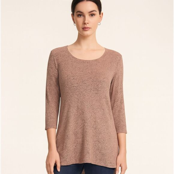 Slinky Brand Ladies Rose Gold Metallic Knit Tunic Size XS - Picture 1 of 14